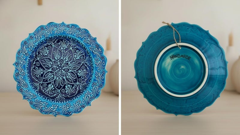 Ayennur Handmade Turkish Ceramic Decorative Plate 9.85 Inch â€“ Hand-Painted Blue Design â€“ Premium Home DÃ©cor Accent, Table Centerpiece & Wall Display - Image 5